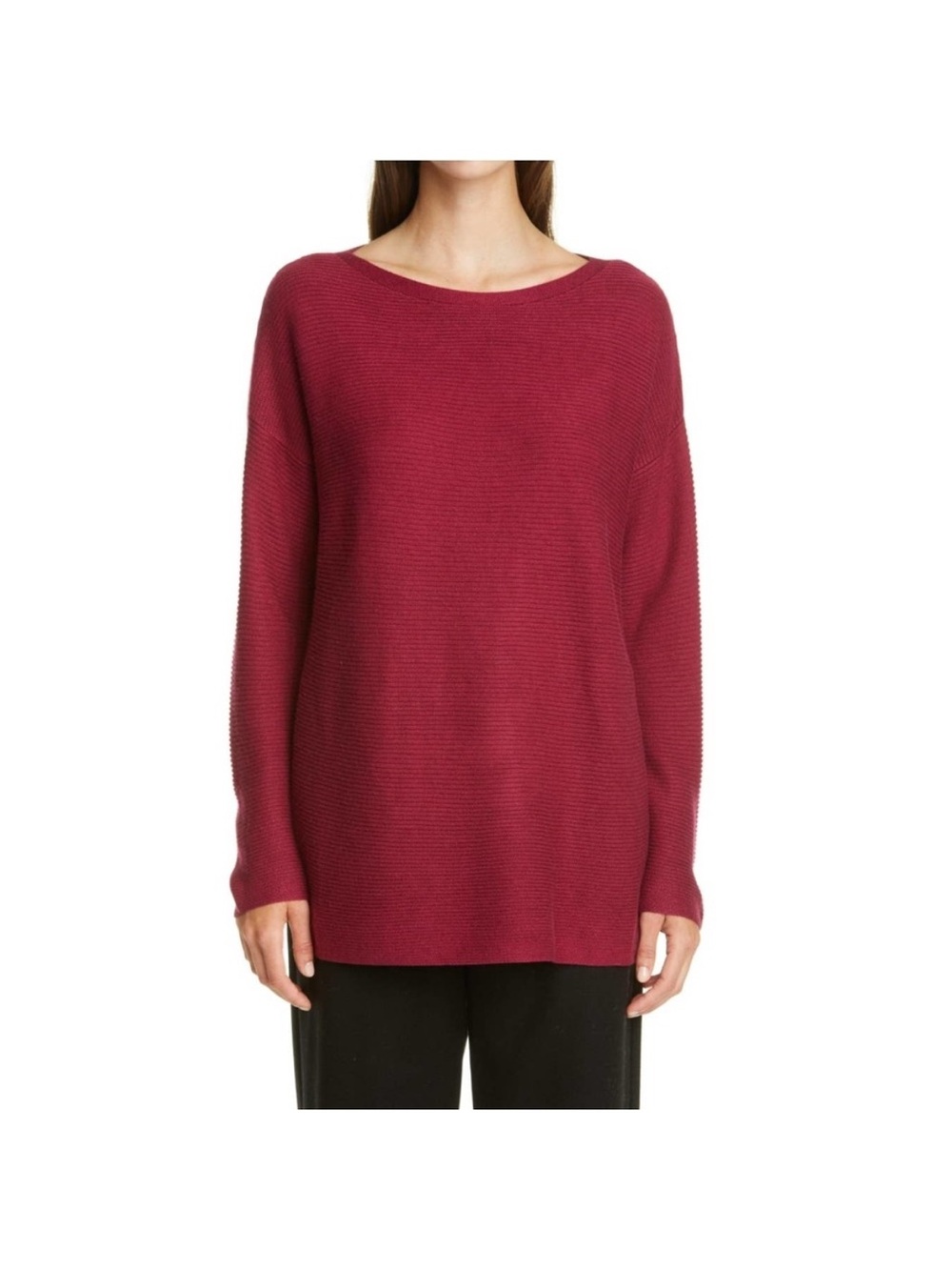 NWT Eileen Fisher Silk Cashmere Bateau Neck Knit Sweater Medium